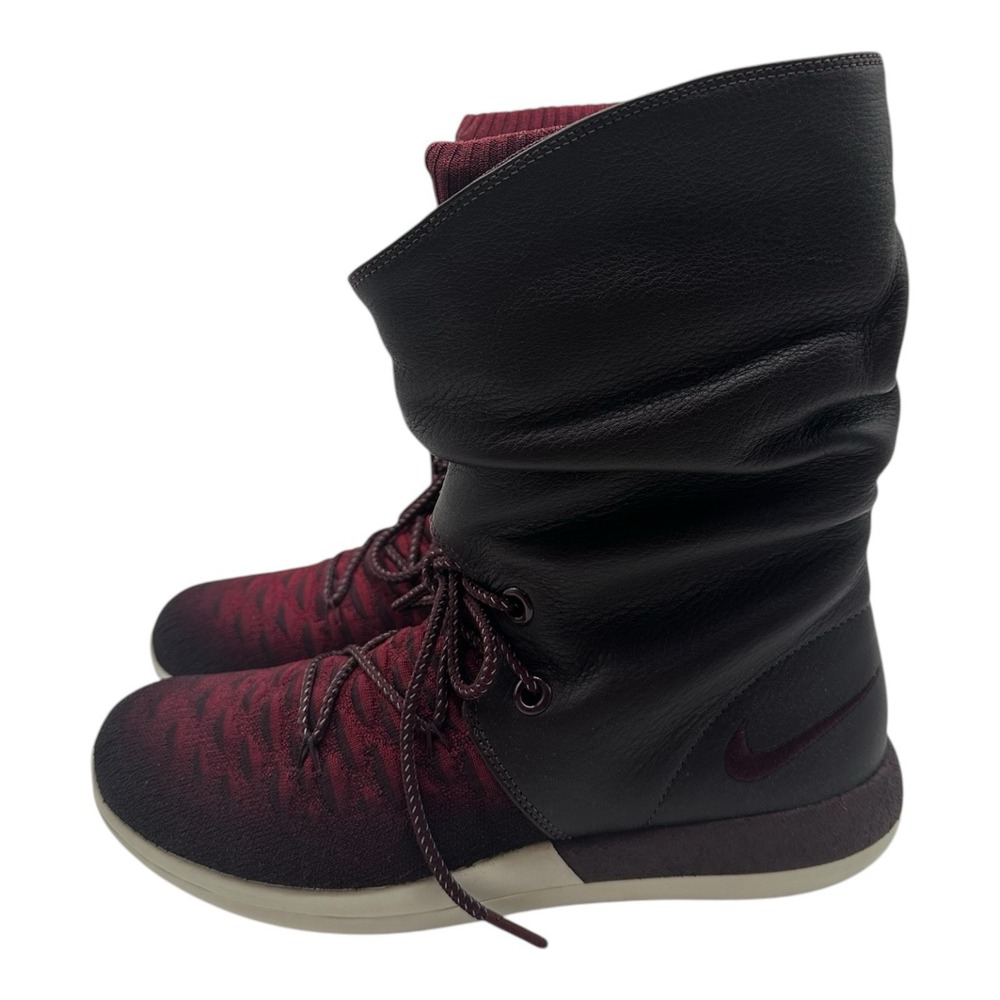Nike Roshe Two Hi Flyknit Boots Women's Size 10 Deep Burgundy Red 861708-600 - Picture 5 of 12